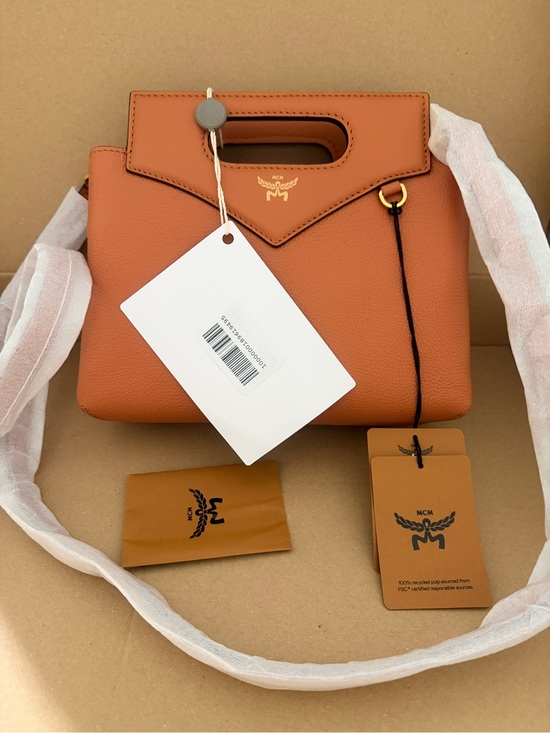 MCM Handbags - MCM Cognac Leather Cutout-Handle Shoulder Bag